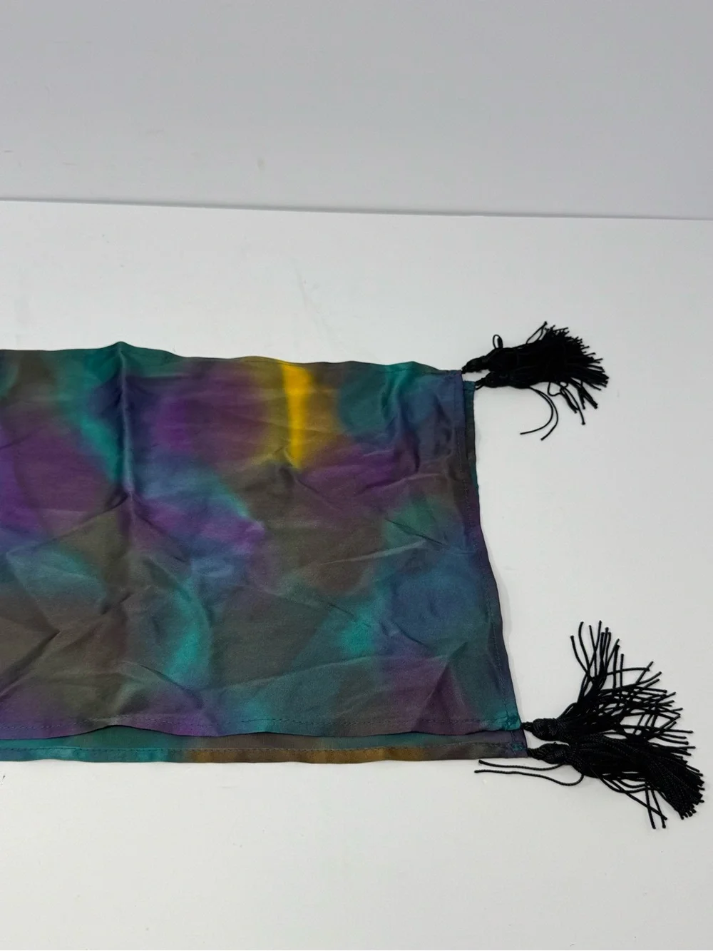 Vintage Cynthia Espy Fine Accessories 100% Silk Scarf w/ Tassels Blue Purple
